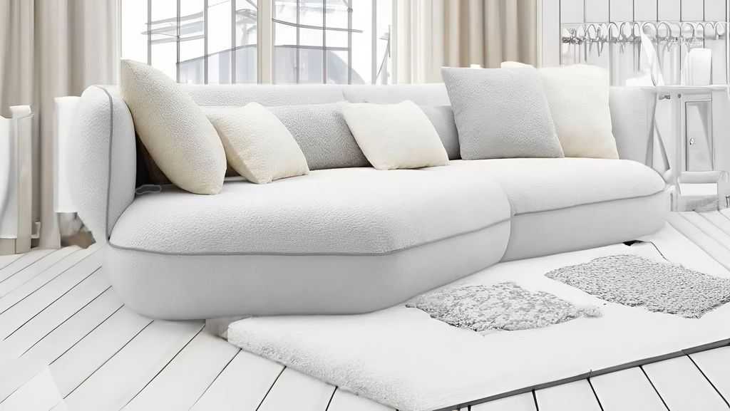 белый диван без ножек на теплом полу