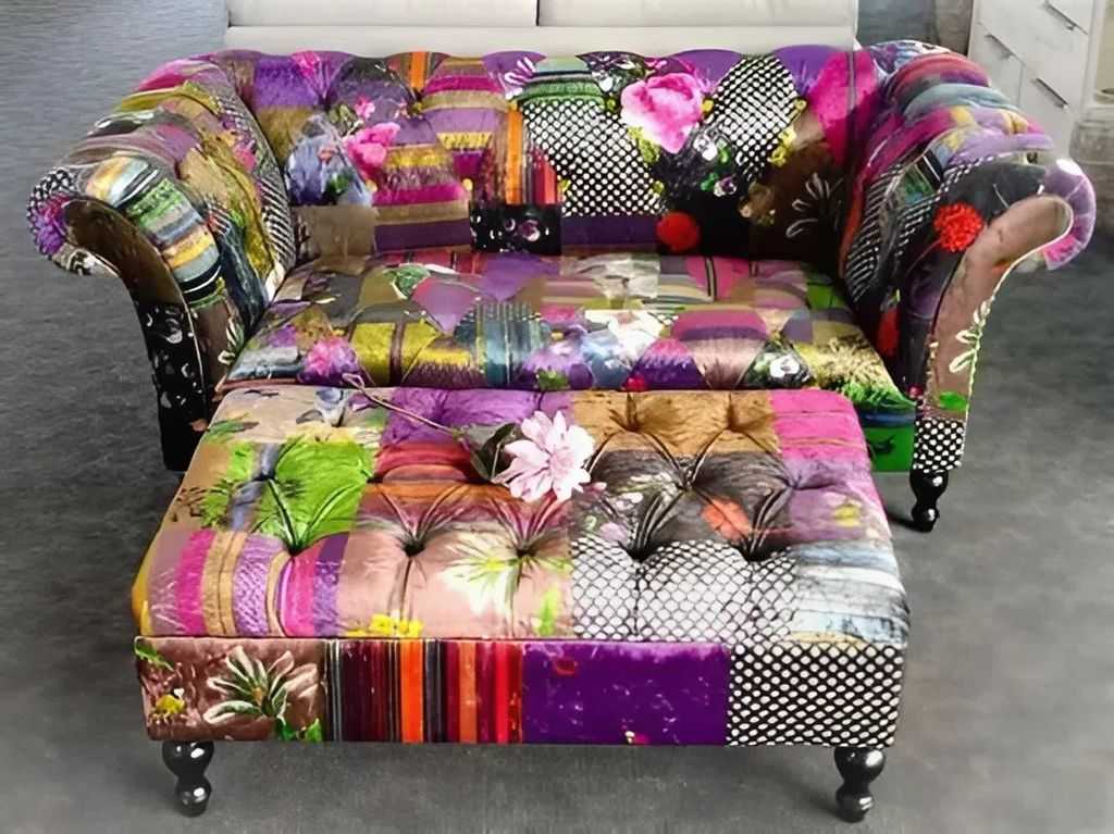 диван и пуф в стиле пэчворк