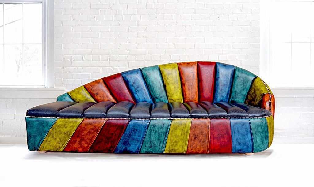 кожаный диван в стиле пэчворк