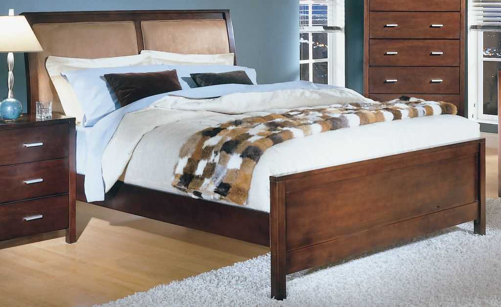 кровать с изголовьем из Микрофибры